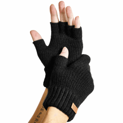 JYUYNY Fingerlose Handschuhe,Handschuhe fingerlos - Fingerless Gloves,kaschmir Handschuhe,Winter warme Strick Handschuhe,Laufen Radfahren Fahren für Herren und Damen 1 Paar Schwarz