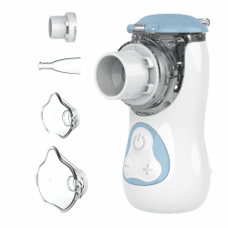 FEELLIFE Inhalationsgerät Kinder Baby, Inhalator Erwachsene Kinder, Vernebler Inhaliergerät Kinder, Nebulizer Inhalator Leiser Unter 25 dB, Tragbar Inhalationsgerät Effektiv bei Atemwegserkrankungen Blau