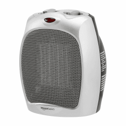 Amazon Basics - Keramik-Standheizung, 1500 W, mit verstellbarem Thermostat - Silberfarben Heater Silberfarben