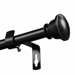 Tiemlet 16mm Gardinenstange mit Schwarzen Endstücken, Edelstahl Schwarz Metall Gardinenstangen 78 bis 118cm, Ausziehbare Fenster Gardinenstange für Innen und Außen 78-118cm Schwarz