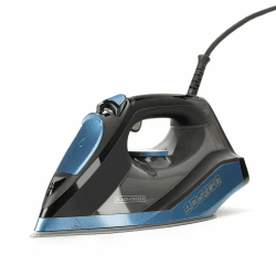 Black+Decker BXIR2801E - Dampfbügeleisen, 2800 W, Keramik, 180 g/min Dampfstoß, Dauerdampf bei 45 g/min, Selbstreinigungsfunktion, doppelter Antikalkfilter, automatische Abschaltung, blau, gold