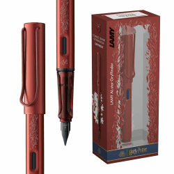 Lamy AL-star Harry Potter Gryffindor Füller – Special Edition Füllhalter mit Gravur des Hauses - Stahlfeder in Strichbreite M – leichtes Aluminiumgehäuse – inkl. Tintenpatrone T10 blau – Rechtshänder Feder Medium Gryffindor