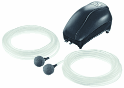 Pontec PondoAir Set 200 - Luftpumpen-Set zur Sauerstoffversorgung von Flora und Fauna / Teichbelüfter für den Einsatz an Teichen bis 2.000 l, Schwarz 200 l/h