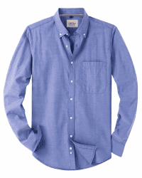 J.VER Oxford Herren Hemd Bügelfrei Regular Fit Hemd Langarm Casual Hemd aus Oxford Button Down Hemd Faltenfrei Freizeithemd mit Tasche L Blau