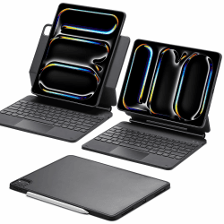 ESR iPad Pro 13 Zoll (M4, 2024) Hülle mit Tastatur, Tastaturhülle mit Einzustellendem Magnetständer, Hoch-/Erhöhter Modus, Abnehmbare Schutzhülle, Rebound 360 Serie, Anthrazit