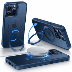 CASEKOO 360° MagicStand (Pro-Version) für iPhone 14 Pro Hülle für MagSafe [Unsichtbarer Ständer] [Militärschutz] Stoßfest Kratzfest Schutzhülle Griffig Case Dünn Handyhülle - Blau für iPhone 14 Pro 6,1'' z Blau