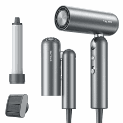 Dreame Pocket Hochgeschwindigkeits-Haartrockner, 3 Klappbare Formen, 300g, 110.000U/min Motor, 300 Millionen negative Ionen pro cm³, 57 °C konstante Temperatur, 40-Sekunden-Trocknung, Gray Pocket Grau