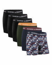 DANISH ENDURANCE 6er Pack Boxershorts Herren, Weiche Baumwolle, Unterhosen Männer mit Stretch, Bequem & Ohne Zettel, Mit Eingriff oder ohne XL Mehrfarbig (3x Schwarz, 1x Grün/Orange, 1x Marineblau/Bordeaux, 1x Retro)