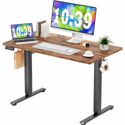 DUMOS Schreibtisch Höhenverstellbar, Ergonomic Elektrischer Schreibtische 120 X 60 cm, Standing Desk, Height Adjustable Tisch, Office Desk Geeignet für Büros, Wohnungen und andere (Braun) 4824-braun