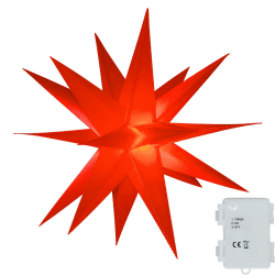 Qijieda 3D Weihnachtsstern Beleuchtet Batterie mit Timer - 45cm led Christbaumspitze Stern, Adventsstern Stern Zum Dekorieren von Weihnachtsbaum, Innenhof, Balkon Und Garten (45cm, Rot) φ45 X 45cm Rot