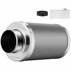 VIVOSUN 10cm Luftkohlefilter zur Geruchskontrolle mit australischer Aktivkohle für Rohrventilator, Growzelte, inklusive Vorfilter und umkehrbarem Flansch 10 x 30cm 10cm Silber