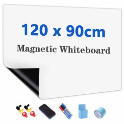 JOMUSAGA Whiteboard Folie, 120 x 90 cm, magnetisch selbstklebende Weißwandtafel Folie, Whiteboard Sticker DIY, inklusive Marker, Schwamm und Magnete, für Schule, Büro und Zuhause