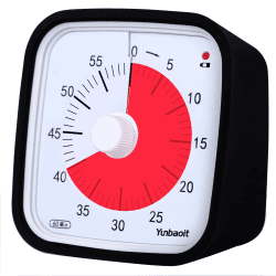 Visueller Timer, Yunbaoit Verbesserter 60 Minuten Countdown Timer für Kinder Erwachsene mit Alarm bei Niedrigem Batteriestand, Leises Zeit Management Werkzeug mit optionaler Alarm (Schwarz)