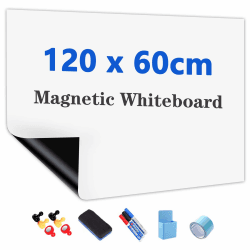JOMUSAGA Whiteboard Folie, 120 x 60 cm, magnetisch selbstklebende Weißwandtafel Folie, Whiteboard Sticker DIY, inklusive Marker, Schwamm und Magnete, für Schule, Büro und Zuhause