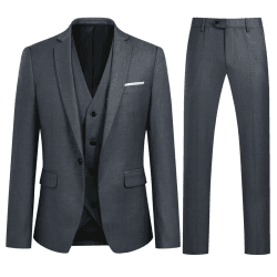 Allthemen Anzug Herren Slim Fit 3 Teilig Anzüge Modern Herrenanzug 3-Teilig Sakko Hose Weste für Business Hochzeit L Grau