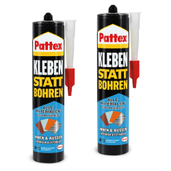 Pattex Kleben statt Bohren Innen & Außen, Montagekleber & Baukleber für innen & außen, starker Kleber mit Temperatur-, Witterungs- & Wasserbeständigkeit, Aktionspack mit 2x450g, 9H PKBUWX Vorteilspack - 900 g