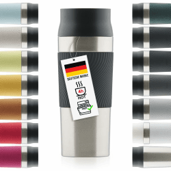 Blumtal Thermobecher 350 ml - Kaffeebecher to go aus Edelstahl - auslaufsicherer Isolierbecher kalt/heiß - 360° Trinköffnung - Thermosbecher mit Quick-Press-Verschluss - Thermo Kaffeebecher - Schwarz 350 ml 07 - Schwarz
