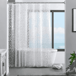 ecooe Duschvorhänge 3D Steinmuster Duschvorhang Transparent 100% Eva-Material Wasserdicht Anti Schimmel, 180 x 180cm mit 12 Ringe Badvorhang für Badezimmer, Dicke 0,20 mm 0,20mm Kieselsteine H180 x B180 cm (1er Pack)