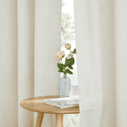 PONY DANCE Wohnzimmer Vorhänge Leinen Boho Ösenvorhang 2er Set H 245 x B 140 cm Leinenoptik Gardinen mit Ösen im Landhausstil Leinenvorhang Halbtransparent Linen Curtains for Living Room, Beige H245 x B140 cm (2er Pack) Beige