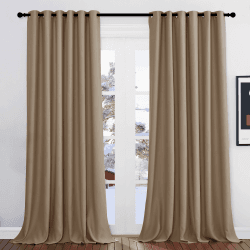 PONY DANCE Extra Breite Gardinen Wärmeisolierend Ösenvorhang Blickdicht 2er Set H 245 x B 200 cm Thermogardienen Schlafzimmer Verdunklungsvorhänge Cappuccino H245 x B200 cm (2er Pack) Cappuccino