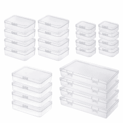 24 Stück gemischte Größen Rechteckige leere Mini-Aufbewahrungsbox für Mini-Kunststoff-Organizer mit Klappdeckel für kleine Gegenstände und andere Bastelprojekte Klar