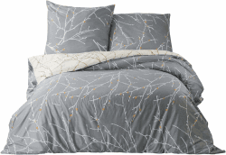 BEDSURE Bettwäsche 200x220 3teilig Bettbezug - Bettwäsche-Sets 200 x 220 cm mit 2 Kissenbezüge 80x80 cm, ÖKO-TEX Bettwäsche Set Muster Grau Zweige für Doppelbett mit Reißverschluss Zweige grau 220 x 200 cm