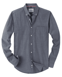 J.VER Oxford Herren Hemd Bügelfrei Regular Fit Hemd Langarm Casual Hemd aus Oxford Button Down Hemd Faltenfrei Freizeithemd mit Tasche 4XL Grau