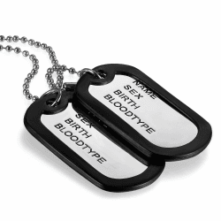 JewelryWe Schmuck Herren Halskette 2 Militärischen Erkennungsmarken Armee Stil Dog Tag Anhänger mit 70cm Kette Silber Schwarz/Schwarz…
