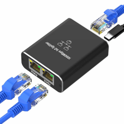 Loydia 1000Mbps Ethernet Splitter, LAN Splitter 1 to 2 RJ45 LAN Switch 2 Port with Type-C Power Cable, Gigabit Ethernet Splitter LAN Switch for Computer, Laptop, Switch, Router, Network Socket, TV Box Ethernet Splitter 1 to 2
