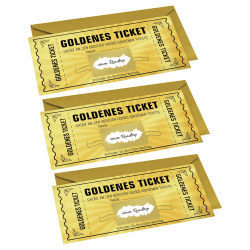 WenmthG - 3 PCS Gutschein zum selber ausfüllen mit Rubbelaufkleber - Goldenes Ticket, Geburtstagskarte, GeburtstagsGeschenk - Rubbelkarte zum beschriften - Geschenke für Freundin, Geschenke für Frauen 3 STK Goldenes Ticket