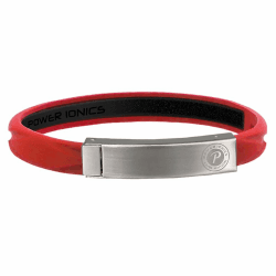 Power Ionics Balance-Armbänder für Herren/Damen, schwarzes Armband, 2 x 500 Gauss-Magnete, 22 cm, mit silberner Schnalle, Größe schneidbar, Plus Rot