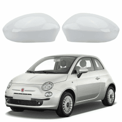 Auto Spiegelkappen, 1 Paar Auto Tür Außenspiegelkappe Rückspiegelkappe Seitenspiegel Abdeckungen für 2007-2023 Fiat 500 (Weiß)
