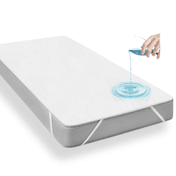 Viedouce Matratzenschoner Wasserdicht 90 x 200,Oeko-TEX Zertifiziert,Matratzenschonbezug Baumwolle Wasserdichter mit 4 Elastischen Eckgurten,Wasserdichten Matratzenschutz Geeignet für 30 cm Dicke Anti-milben Material 90 x 200 cm
