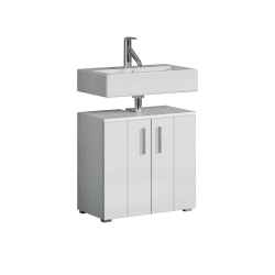 trendteam smart living - Waschbeckenunterschrank Unterschrank - Badezimmer - Wons - Aufbaumaß (BxHxT) 60 x 58 x 34 cm - Farbe Weiß Hochglanz - 220730101