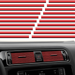 VICDUEKG 20 Stück Auto Luftauslass Dekoration Streifen Klimaanlage Lüftungsschlitz Dekoration, Auto Zubehör Innenraum, DIY Car Innenausstattung Streifen (Rot)