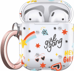 Keybudz Elevate x Swarovski Crystals Series - Girl Power, Schutzhülle mit Karabiner für AirPods, Swarovski Crystals - Girl Power bunt