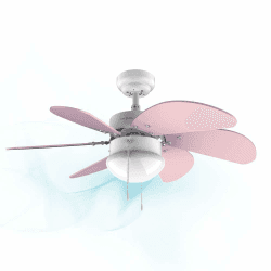 Cecotec Deckenventilator EnergySilence 3600 Vision Purple, 50 W, Durchmesser 92 cm, Lampe, 3 Geschwindigkeiten, 6 Umkehrbare Klingen, Sommer-/Winterfunktion, Zugkette, Weiß Violett