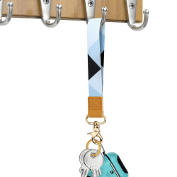 kdracoip Schlüsselband kurz schlüsselanhänger mit Schlüsselring, Handgelenk Schlüsselband für Damen & Herren als Geschenk, Lanyard für Schlüssel, Autoschlüssel, Mobile Handys Telefon, Kamera, Blue And Black Squares