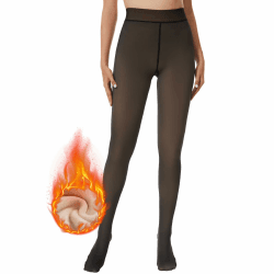 HIPOWER Thermo Strumpfhose Damen Winter Gefütterte Strumpfhose High Waist Warme Dicke Thermostrumpfhose Gefälschte Durchscheinend Bauchweg Pantyhose Plüsch M 220g A-schwarz Gefälschte Durchscheinend