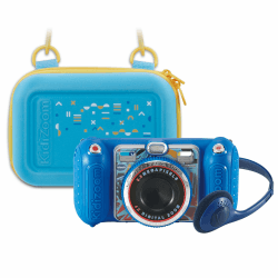 VTech KidiZoom Duo Pro Bundle mit kostenloser Tasche – nur für Kurze Zeit – Kinderkamera mit 2 Kameras, Foto- und Videofunktion, Spielen, Musikplayer und vielem mehr, Blue