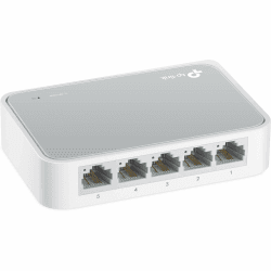 TP-Link TL-SF1005D 5-Port Fast Ethernet-/Netzwerk-/Lan Switch (10/100Mbit/s, automatische Geschwindigkeits- und Duplexanpassung, Plug-und-Play, Auto-MDI/MDIX, lüfterlos) weiß 5-Ports