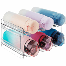 Lifewit Stapelbarer Flaschenhalter Weinflaschen Halter Weinregal Wein, Gefrierschrank, Vorratskammer - Kunststoff-Wasserflaschenhalter für Küchenarbeitsplatte, Schrank, Büro - 2er-Pack 2tier-6 Flaschen