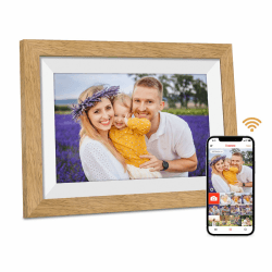 Digitaler Bilderrahmen WLAN mit 32GB Speicher, 10.1" Elektronischer Bilderrahmen 1280 * 800 IPS Touchscreen, Auto-Rotate,Fotos/Videos sofort über Frameo APP Teilen, Geschenke für Frauen Weihnachten Log mit weißer Mattfarbe