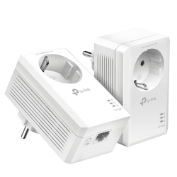 TP-Link Powerline Adapter Set TL-PA7017P KIT(1000Mbit/s, mit Steckdose, Gigabit-Port, Plug&Play, Kompatibel mit allen HomePlug AV/AV2 Powerline Adaptern, Ideal für Media-Streaming) AV1000 Kit mit Steckdose
