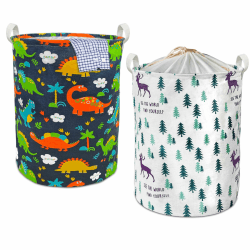 Yeelan 2 Stück Wäschekorb 65L,Groß Wäschesammler mit Griffen,Faltbar Laundry Baskets,Rund Aufbewahrungskorb, Wäschebox Wäschetonne Wäschetruhe Wäschesack für Wohnzimmer, Wohnheim, Waschküche,50x40cm