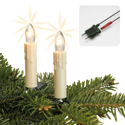 hellum Lichterkette Kerzen Weihnachtsbaum 30-tlg. mit Wachstropfen für innen Made in Germany mit teilbarem Stecker, 20,30 m warmweiße Lichterkette Weihnachtsbaum, 30 Kerzen Weihnachtsbaum <59lm 814118 Elfenbein 30 Lichter / 20,2m beleuchtet
