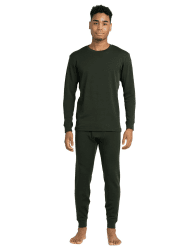 LAPASA Herren 100% Merinowolle Thermounterwäsche Set, Premium Merino Wolle Unterhemd & Unterhosen, Thermo Funktionsunterwäsche (M31 Warm/M126 Extra warm) L M126 Extra warm Merinowolle Set Grün (Extra Warm M126)