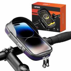 HENMI Handyhalterung Fahrrad Wasserdicht IPX5 Fahrrad Handytasche mit TPU Touchscreen Handytasche Fahrradlenker für Smartphone bis zu 7 Zoll für MTB, Rennrad, Ebike 19*10*3.5cm
