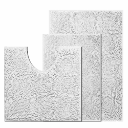 UHOUSEST Badematte rutschfest, Weicher Badezimmerteppich-Wasserabsorbierend Badematte, Maschinenwaschbar Badvorleger, für Badewanne und Toilette-Weiß 3 Stück Weiß 50x80 & 40x60 & 50x50(U)
