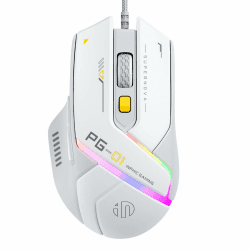INPHIC PG1 Gaming Maus mit Kabel, 12800 DPI Hochpräzise, 6 programmierbare Tasten, atmungsaktive RGB Hintergrundbeleuchtung Ergonomische PC Maus Kabel für Computer/Mac/Laptop - Weiß